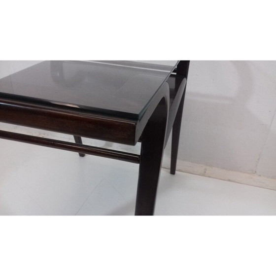 Image 1 of Table basse vintage en hêtre et verre pour Tatra Pravenec, Tchécoslovaquie 1950