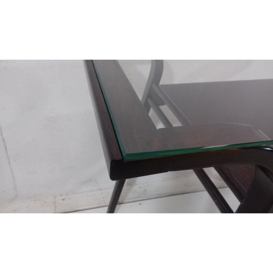 Image 1 of Table basse vintage en hêtre et verre pour Tatra Pravenec, Tchécoslovaquie 1950