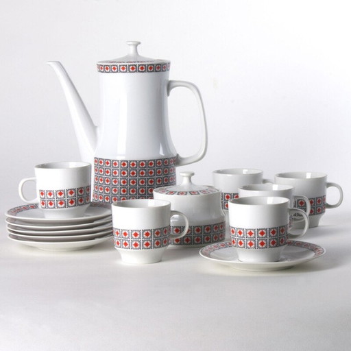 Service à café vintage en porcelaine, Tchécoslovaquie 1960