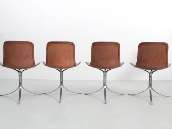 Image 1 of Suite De 4 Chaises Scandinaves Modele Pk9 Édition Originale K. Christiansen