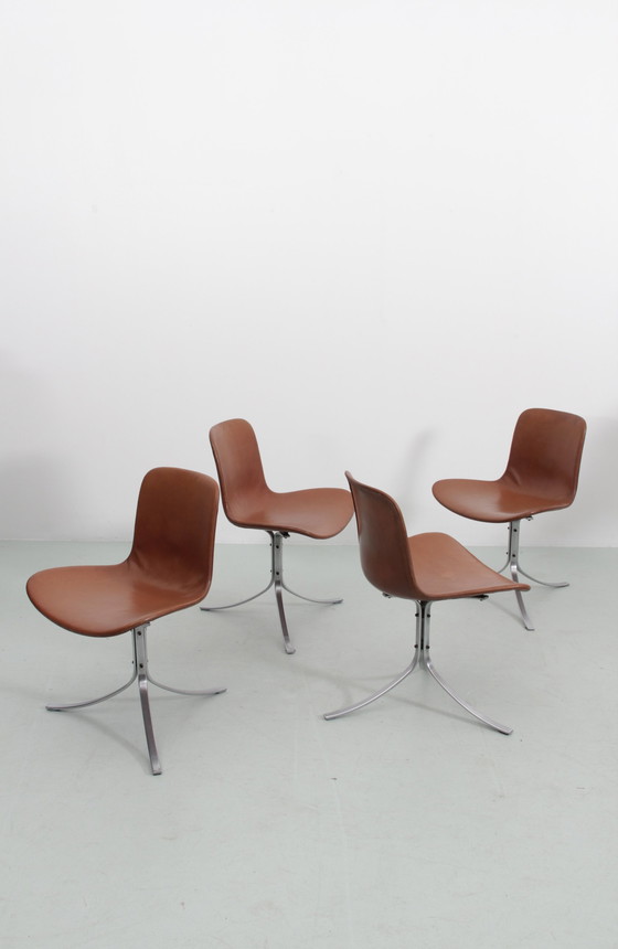 Image 1 of Suite De 4 Chaises Scandinaves Modele Pk9 Édition Originale K. Christiansen