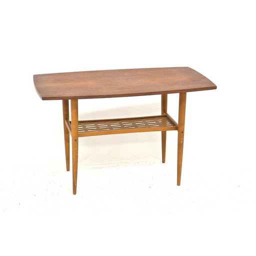 Table basse vintage en teck et bois de hêtre, Suède 1950s