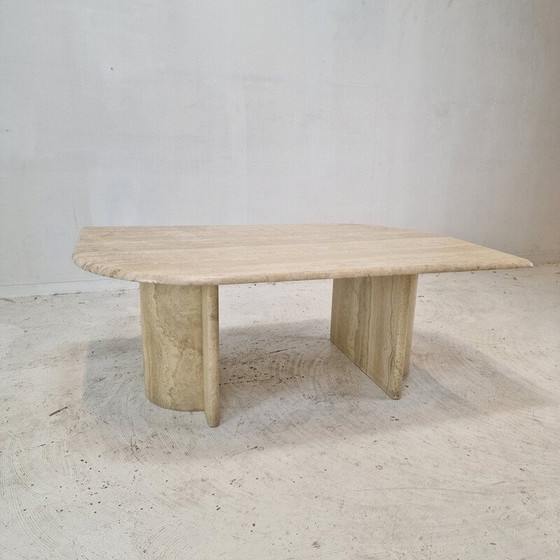 Image 1 of Table basse vintage en travertin, Italie 1980