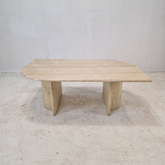 Image 1 of Table basse vintage en travertin, Italie 1980