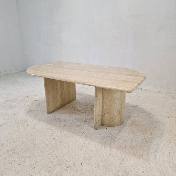 Image 1 of Table basse vintage en travertin, Italie 1980