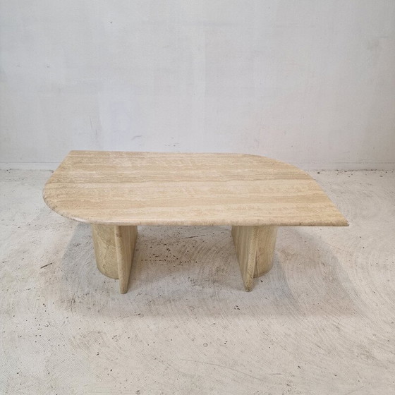 Image 1 of Table basse vintage en travertin, Italie 1980
