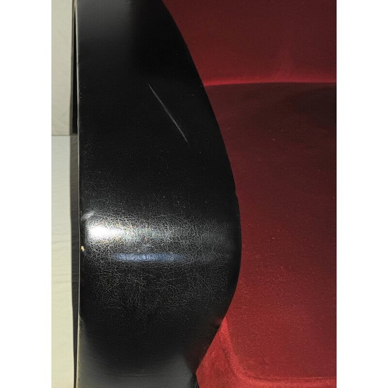 Image 1 of Paire de fauteuils club vintage en velours rouge, Italie années 1950