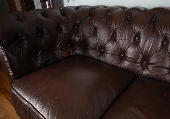 Image 1 of Canapé en cuir Chesterfield - Marron