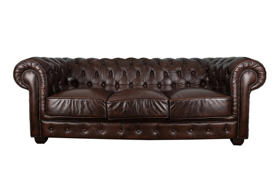 Image 1 of Canapé en cuir Chesterfield - Marron