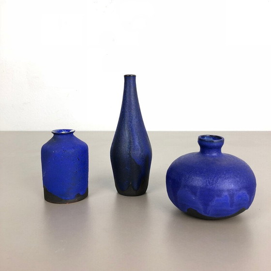 Image 1 of Ensemble de 3 vases d'atelier en céramique vintage par Gerhard Liebenthron, Allemagne 1960