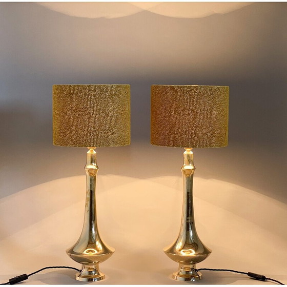 Image 1 of Paire de lampes de table en laiton, 1950
