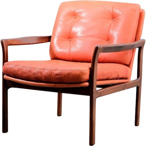 Fauteuil vintage en cuir rouge de Walter Knoll, Allemagne 1960