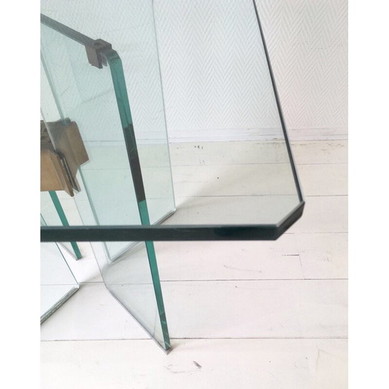 Image 1 of Table vintage en verre et laiton de Peter Ghyczy, 1970