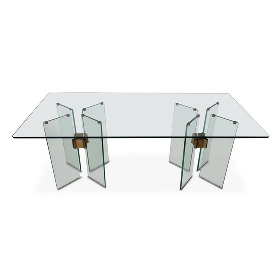 Image 1 of Table vintage en verre et laiton de Peter Ghyczy, 1970