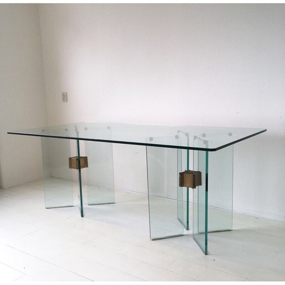 Image 1 of Table vintage en verre et laiton de Peter Ghyczy, 1970