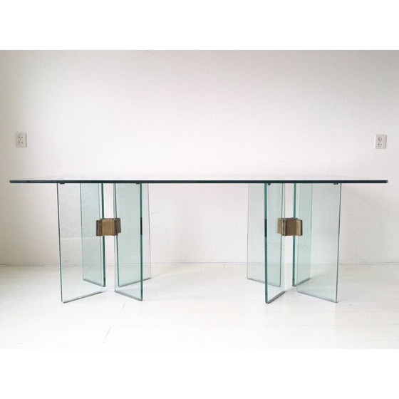 Image 1 of Table vintage en verre et laiton de Peter Ghyczy, 1970