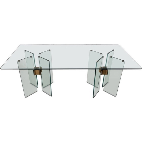 Image 1 of Table vintage en verre et laiton de Peter Ghyczy, 1970
