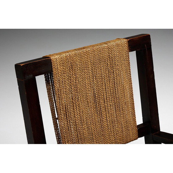 Image 1 of Fauteuil vintage en bois massif et corde, France 1930s