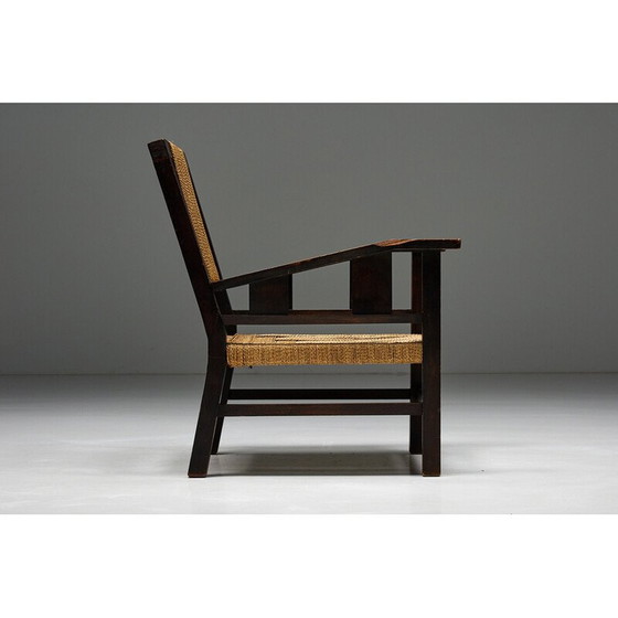 Image 1 of Fauteuil vintage en bois massif et corde, France 1930s
