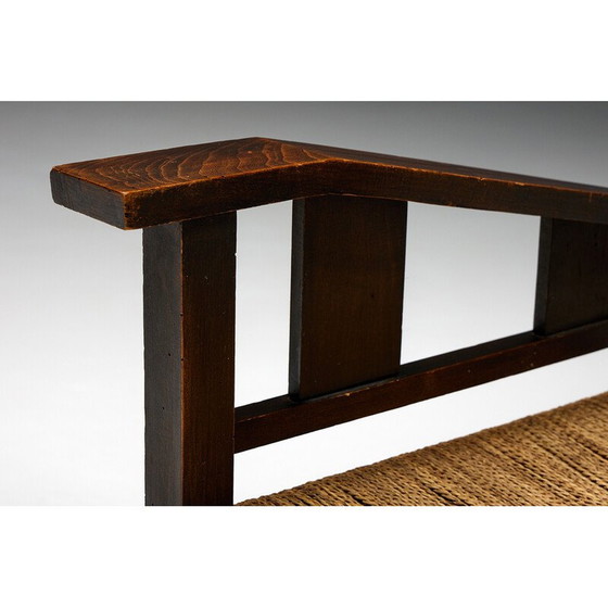 Image 1 of Fauteuil vintage en bois massif et corde, France 1930s