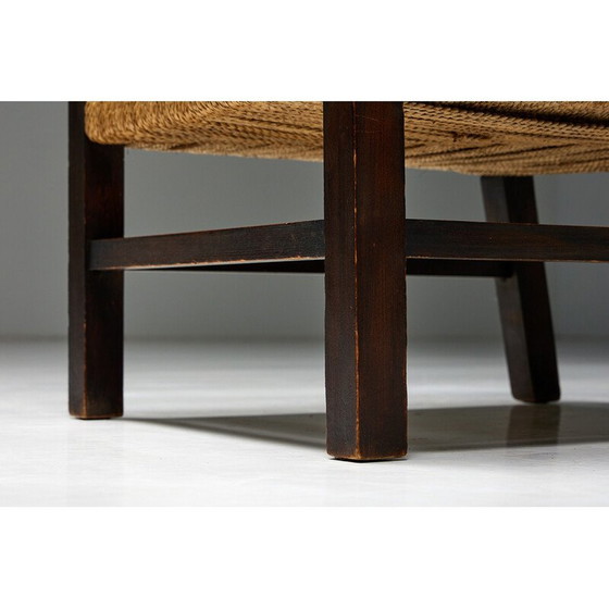 Image 1 of Fauteuil vintage en bois massif et corde, France 1930s