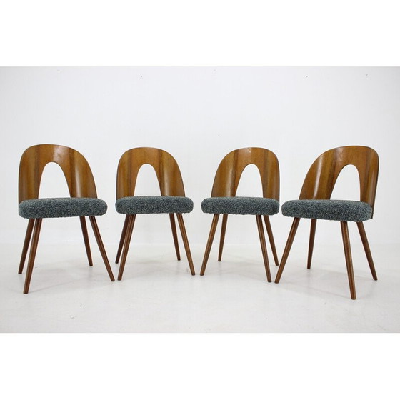 Image 1 of Ensemble de 4 chaises de salle à manger vintage en noyer par Antonin Suman, Tchécoslovaquie années 1960