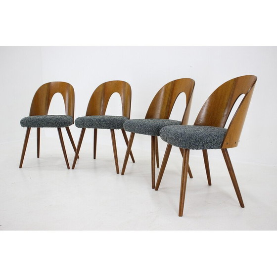 Image 1 of Ensemble de 4 chaises de salle à manger vintage en noyer par Antonin Suman, Tchécoslovaquie années 1960