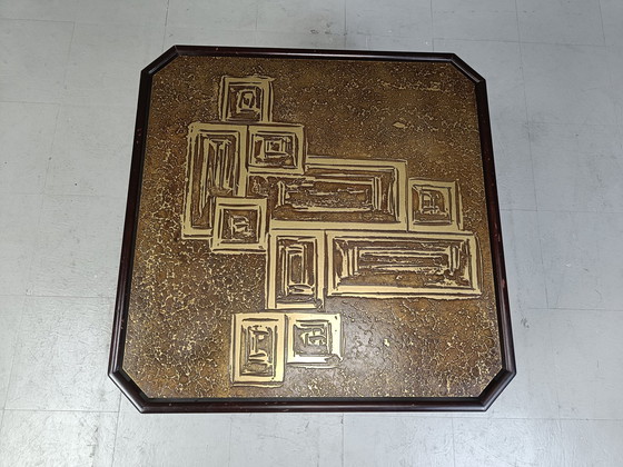 Image 1 of Table d'appoint vintage en laiton gravé 1970S