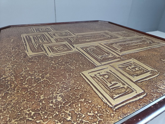 Image 1 of Table d'appoint vintage en laiton gravé 1970S