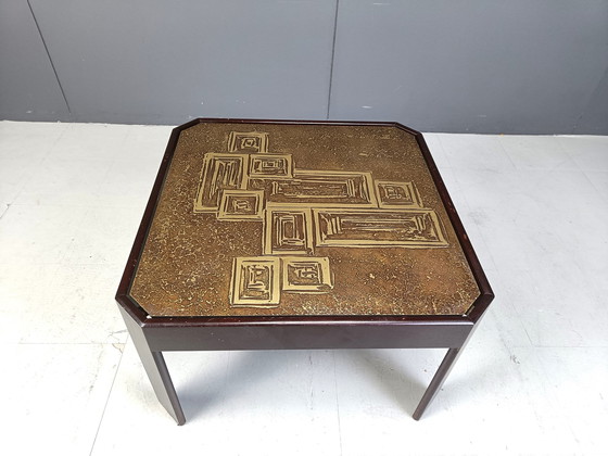 Image 1 of Table d'appoint vintage en laiton gravé 1970S