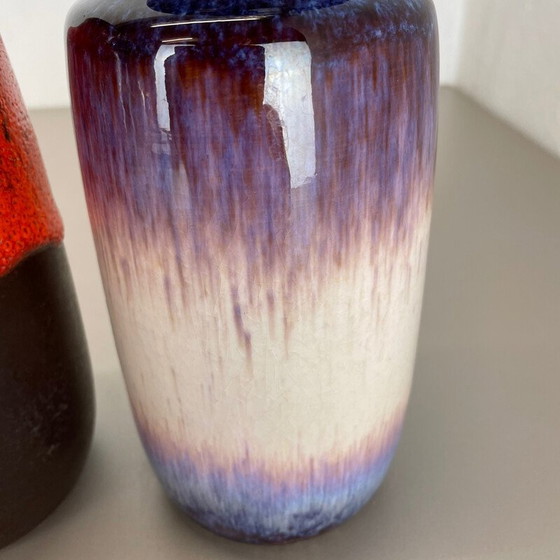 Image 1 of Ensemble de 4 vases à lave grasse en poterie vintage par Scheurich, Allemagne 1970