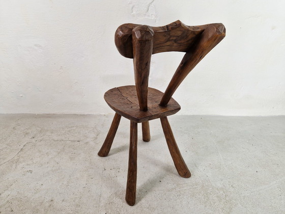 Image 1 of Chaise rustique en chêne français dans le style Alexander Noll, années 1950