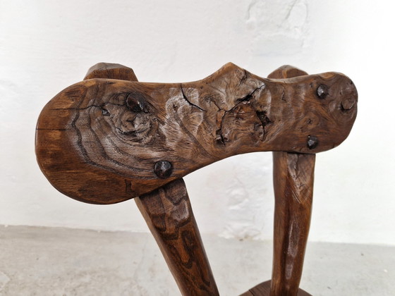 Image 1 of Chaise rustique en chêne français dans le style Alexander Noll, années 1950