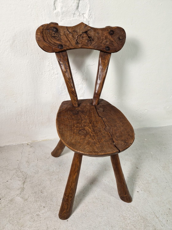 Image 1 of Chaise rustique en chêne français dans le style Alexander Noll, années 1950