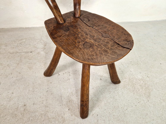 Image 1 of Chaise rustique en chêne français dans le style Alexander Noll, années 1950