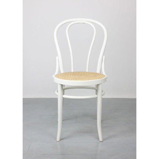 Image 1 of Ensemble de 4 chaises blanches vintage No. 18 modèle par Michael Thonet