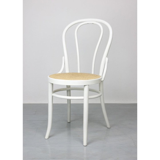 Image 1 of Ensemble de 4 chaises blanches vintage No. 18 modèle par Michael Thonet