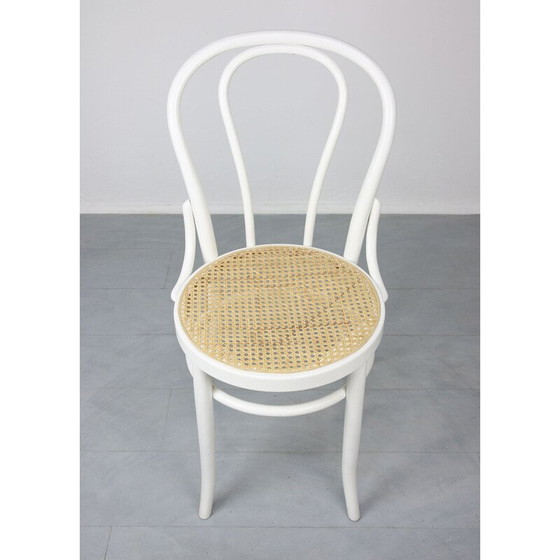 Image 1 of Ensemble de 4 chaises blanches vintage No. 18 modèle par Michael Thonet