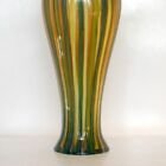 Image 1 of Grand vase en verre à relief "roseau japonais