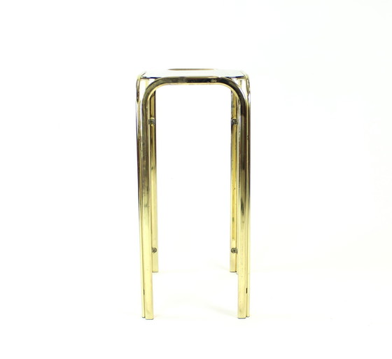 Image 1 of Table d'appoint haute en métal avec plateau en verre, Tchécoslovaquie 1970S