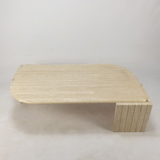Image 1 of Table basse vintage en travertin, Italie 1980