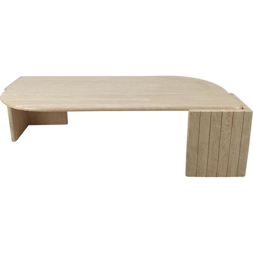 Table basse vintage en travertin, Italie 1980