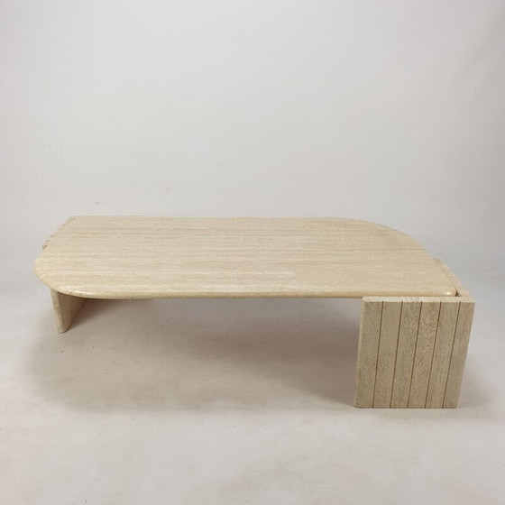 Image 1 of Table basse vintage en travertin, Italie 1980