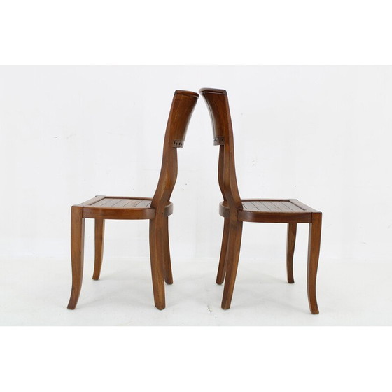 Image 1 of Paire de chaises vintage en teck massif, Inde 1980