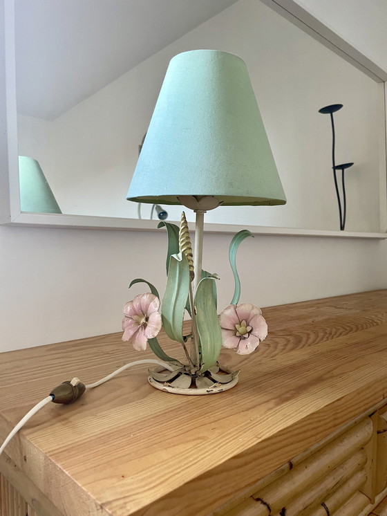 Image 1 of Lampe Vintage Design Italien - Fleurs Et Foliage