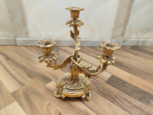 2X Chandelier richement orné 3 bras, laiton