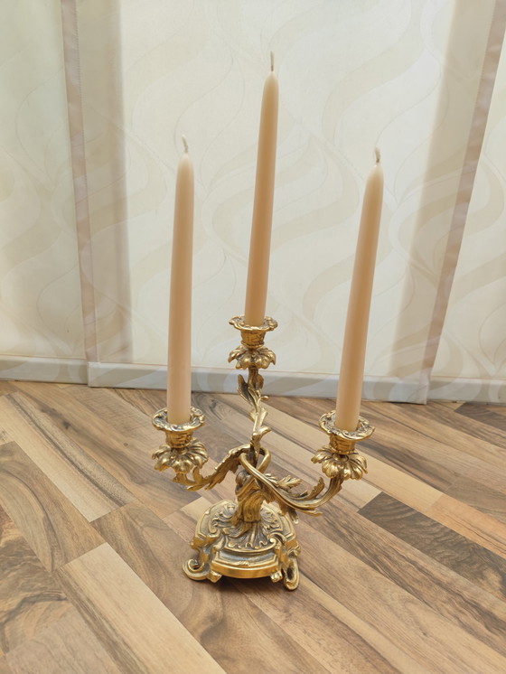 Image 1 of 2X Chandelier richement orné 3 bras, laiton