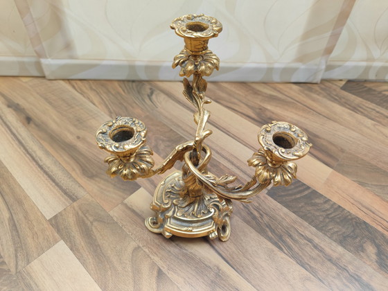 Image 1 of 2X Chandelier richement orné 3 bras, laiton