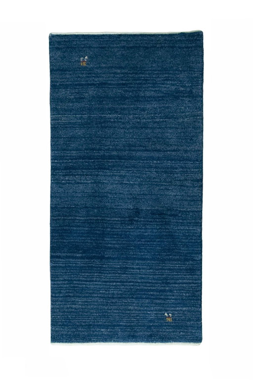 Gabbeh Loribaft noué à la main - 145 X 72 cm - Bleu