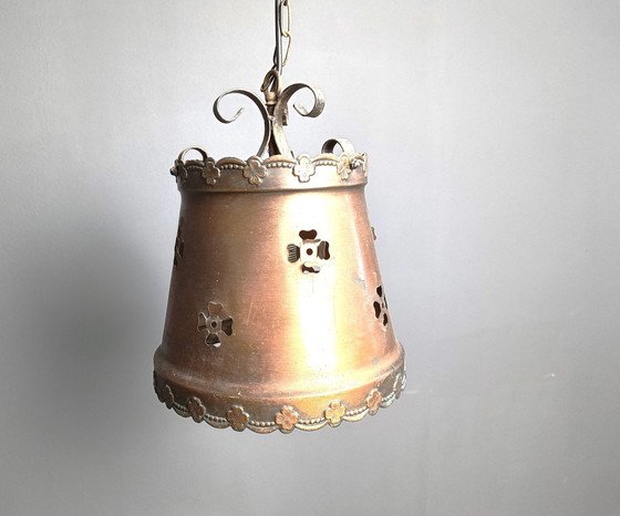 Image 1 of Lampe pendante brutaliste en cuivre, 1970S